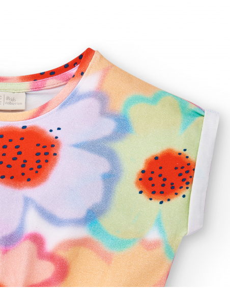 T-shirt de malha laranja menina Coleção Paradise Beach