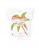 T-shirt branca menina em malha Coleção Paradise Beach