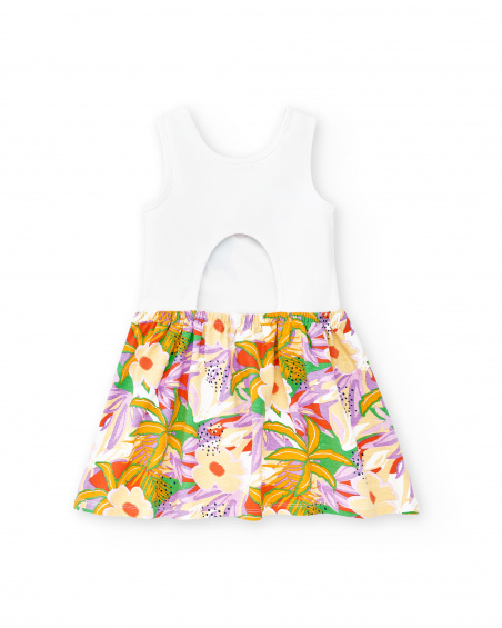 Vestido de malha branco lilás de menina Coleção Paradise Beach