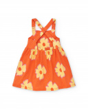 Vestido de malha laranja de menina Coleção Paradise Beach