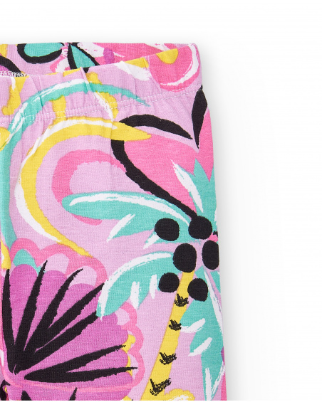 Leggings de ciclismo lilás para menina Coleção Flamingo Mood