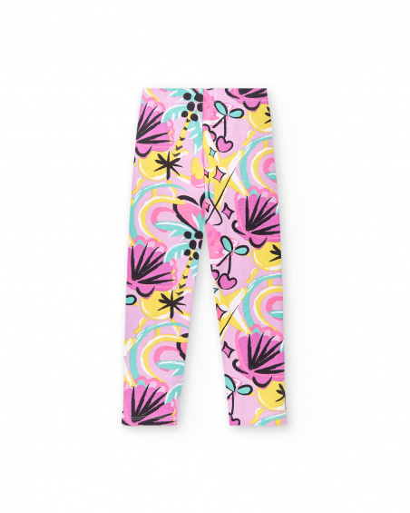 Legging de malha lilás de menina Coleção Flamingo Mood