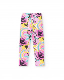 Legging de malha lilás de menina Coleção Flamingo Mood