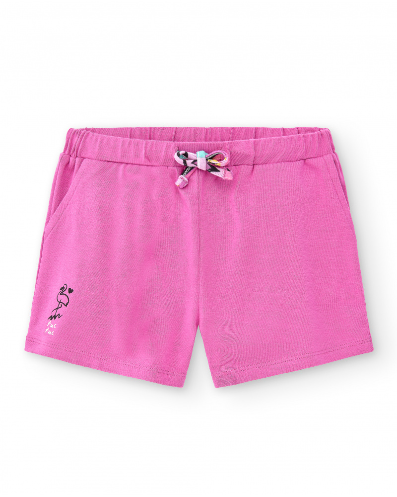 Shorts de malha lilás de menina Coleção Flamingo Mood