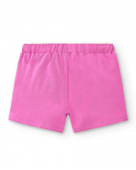 Shorts de malha lilás de menina Coleção Flamingo Mood