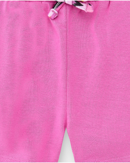 Shorts de malha lilás de menina Coleção Flamingo Mood