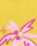 T-shirt amarela de menina em malha Coleção Flamingo Mood
