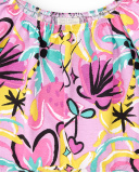 T-shirt de menina em malha lilás estampada Coleção Flamingo Mood