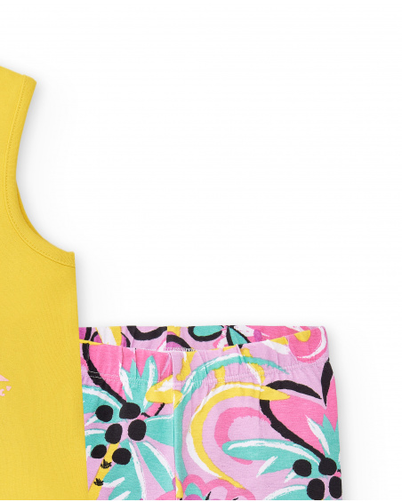 Conjunto de malha amarelo de menina Coleção Flamingo Mood