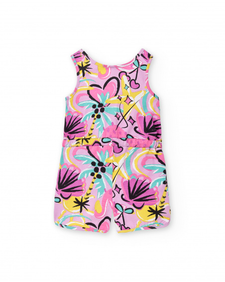 Macacão tricot lilás de menina Coleção Flamingo Mood