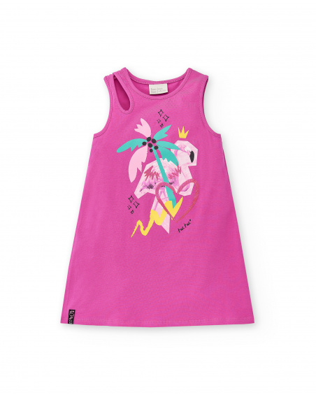 Vestido de malha lilás de menina Coleção Flamingo Mood