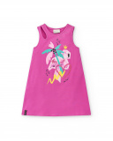 Vestido de malha lilás de menina Coleção Flamingo Mood