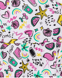 Vestido de malha branco de menina Coleção Flamingo Mood