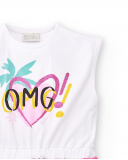 Vestido branco de menina em tricô com babados Coleção Flamingo