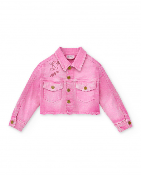 Jaqueta jeans lilás de menina Coleção Flamingo Mood