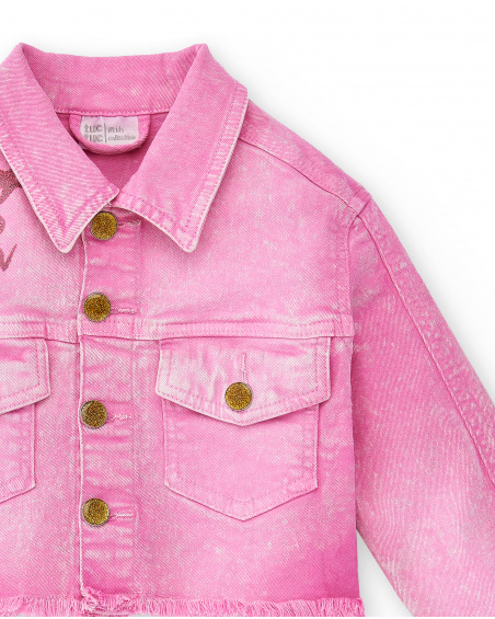 Jaqueta jeans lilás de menina Coleção Flamingo Mood