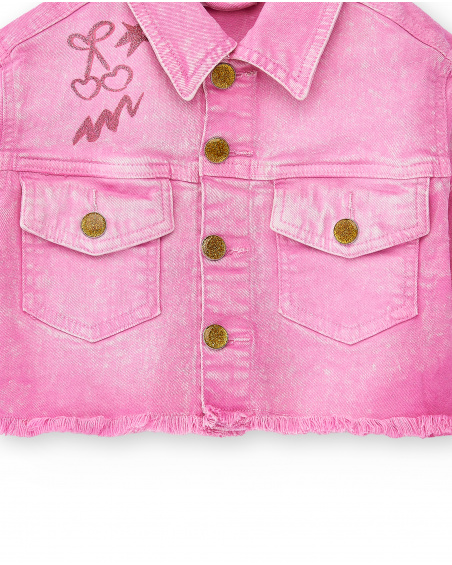 Jaqueta jeans lilás de menina Coleção Flamingo Mood