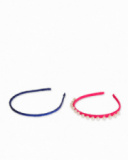 Conjunto de tiaras rígidas rosa azul para menina Coleção Acid