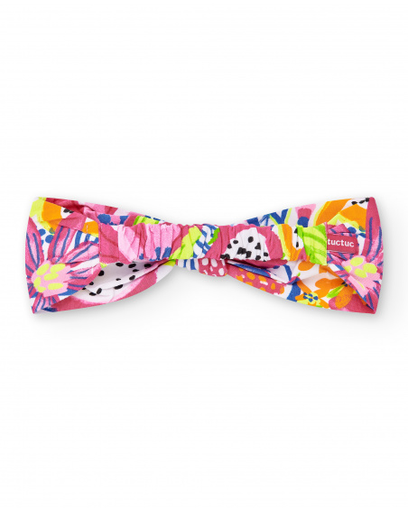 Tiara de malha branca para menina Coleção Acid Bloom