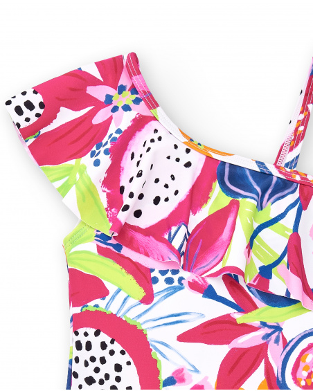 Fato de banho branco de menina Coleção Acid Bloom