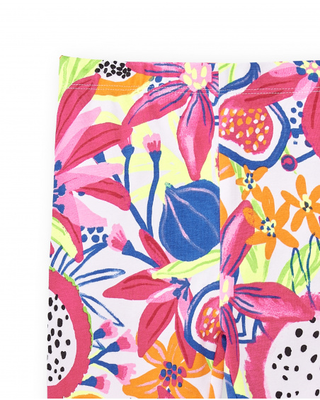 Leggings de malha branca de menina Coleção Acid Bloom