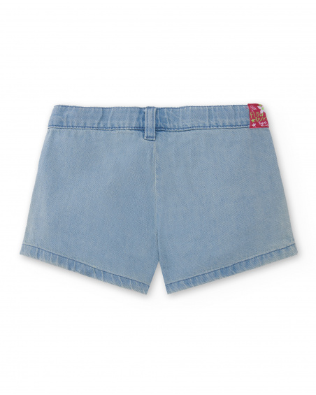 Shorts jeans azul de menina Coleção Acid Bloom