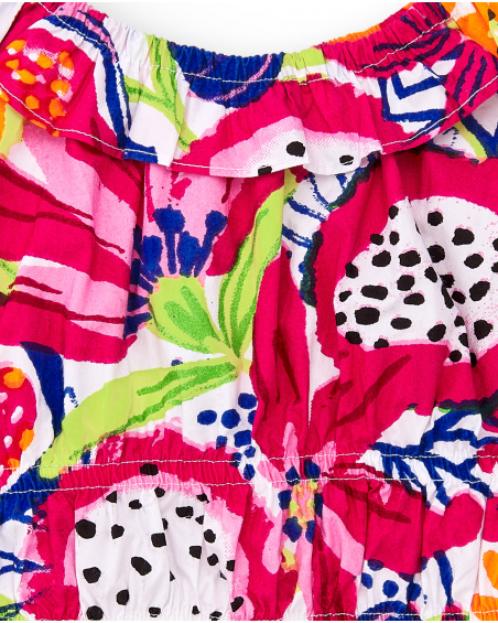 Blusa de popeline fúcsia de menina Coleção Acid Bloom