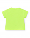 T-shirt verde de menina em malha Coleção Acid Bloom