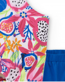 Conjunto de menina em malha azul fúcsia Coleção Acid Bloom