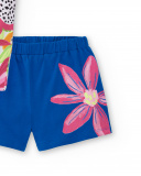 Conjunto de menina em malha azul fúcsia Coleção Acid Bloom