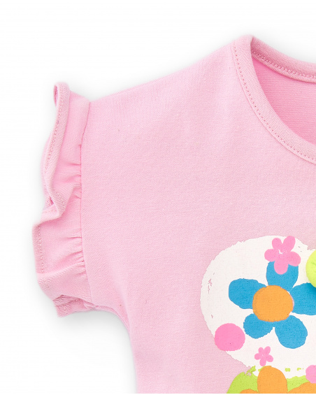 Conjunto de malha rosa para menina Coleção Water Lilies