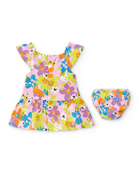 Conjunto de malha estampado rosa para menina Coleção Water