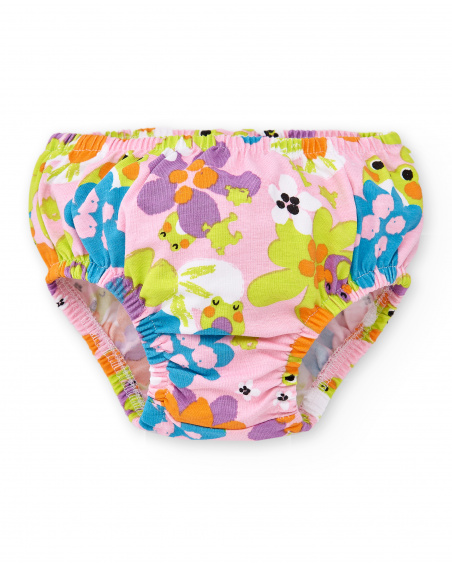 Conjunto de malha estampado rosa para menina Coleção Water