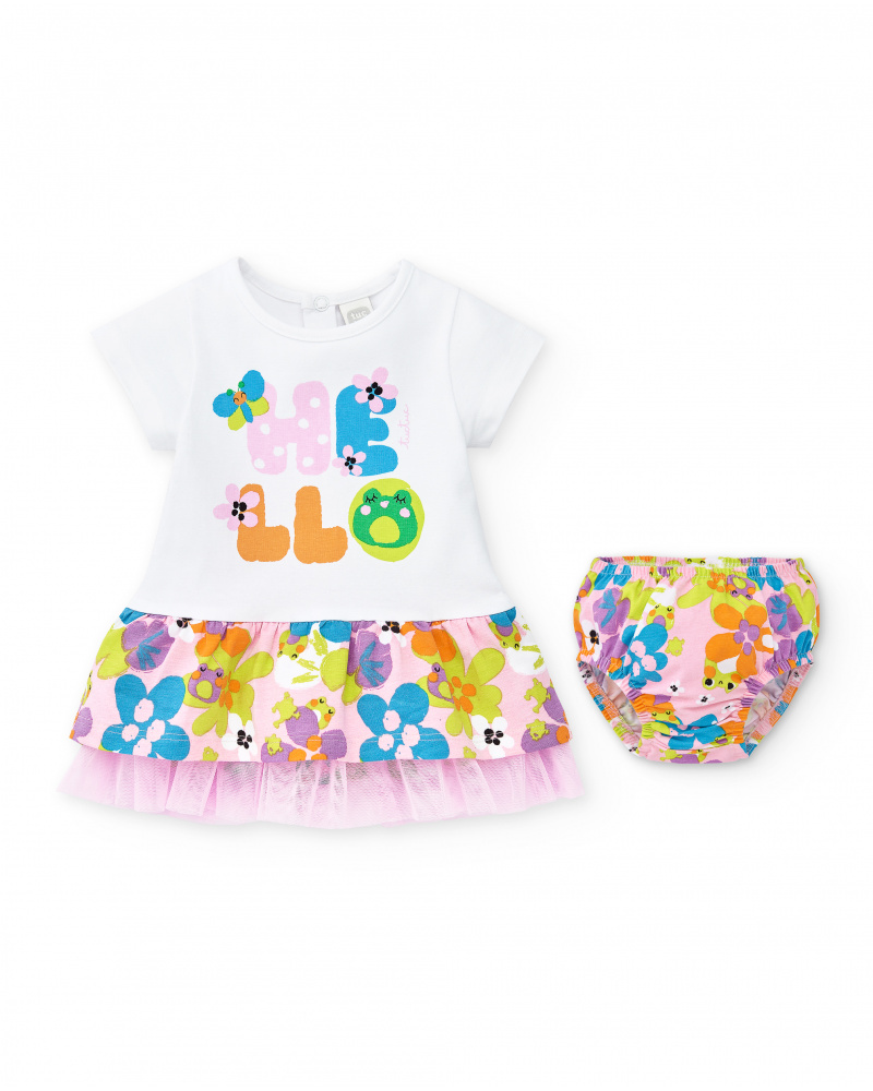 Conjunto de malha branca de menina Coleção Water Lilies