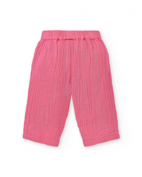 Conjunto de malha plana rosa branco para menina Coleção Over