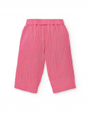 Conjunto de malha plana rosa branco para menina Coleção Over