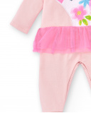 Macacão de malha rosa de menina Coleção Over The Rainbow