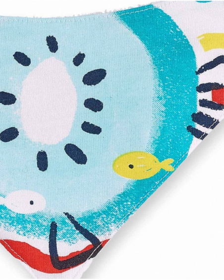 Babador bandana branco de menino Coleção Frutti