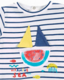 Conjunto de malha jeans azul menino Coleção Frutti