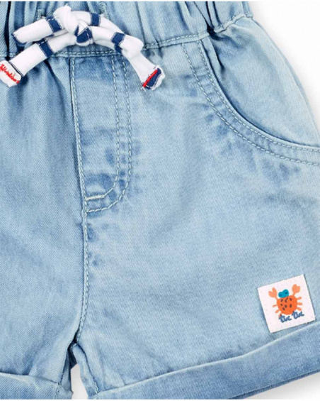 Conjunto de malha jeans azul menino Coleção Frutti