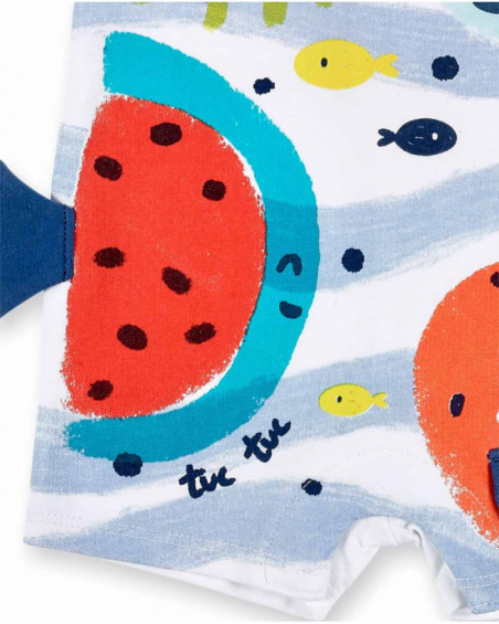 Macacão de malha branco de menino Coleção Frutti