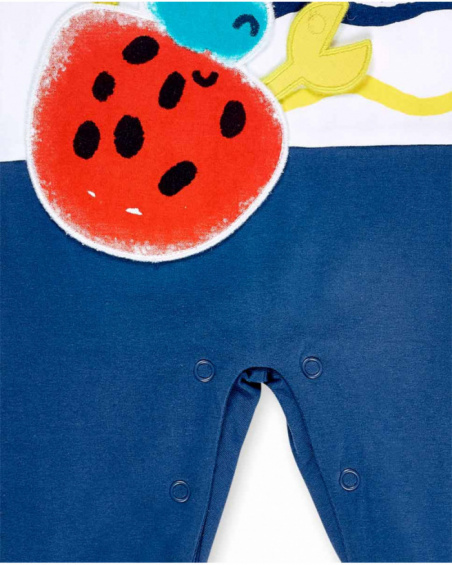 Macacão de malha azul branco de menino Coleção Frutti