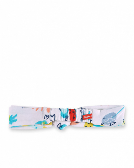 Tiara de malha branca para menina Coleção Frutti