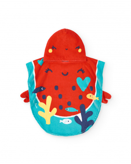 Toalha Poncho Vermelha de Menina Coleção Frutti