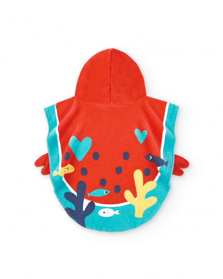 Toalha Poncho Vermelha de Menina Coleção Frutti