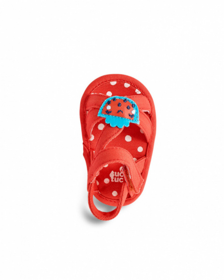 Sandálias de sarja vermelha de menina Coleção Frutti