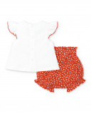 Conjunto menina de malha branco vermelho Coleção Frutti