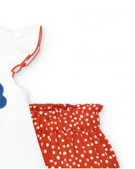 Conjunto menina de malha branco vermelho Coleção Frutti
