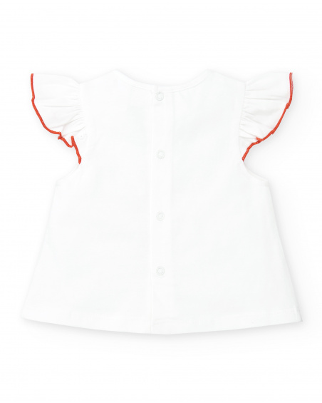 Conjunto menina de malha branco vermelho Coleção Frutti