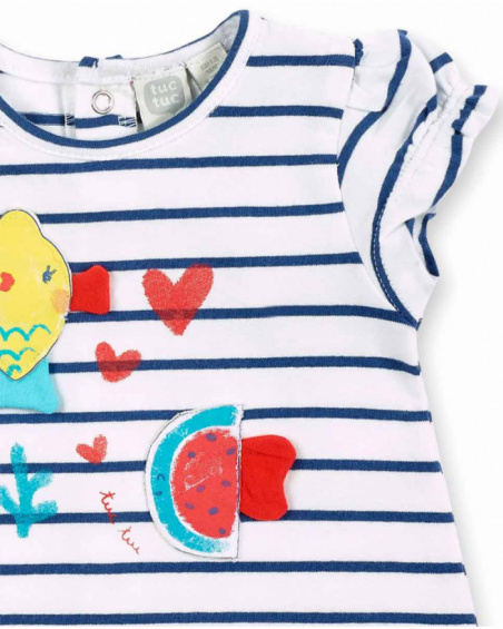 Conjunto de malha jeans branco para menina Coleção Frutti